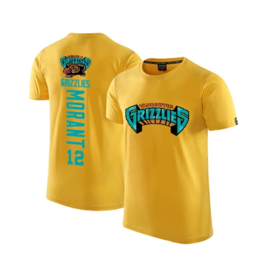 Футболка 2020 Grizzlies 12 Ja Morant Yellow T-shirt