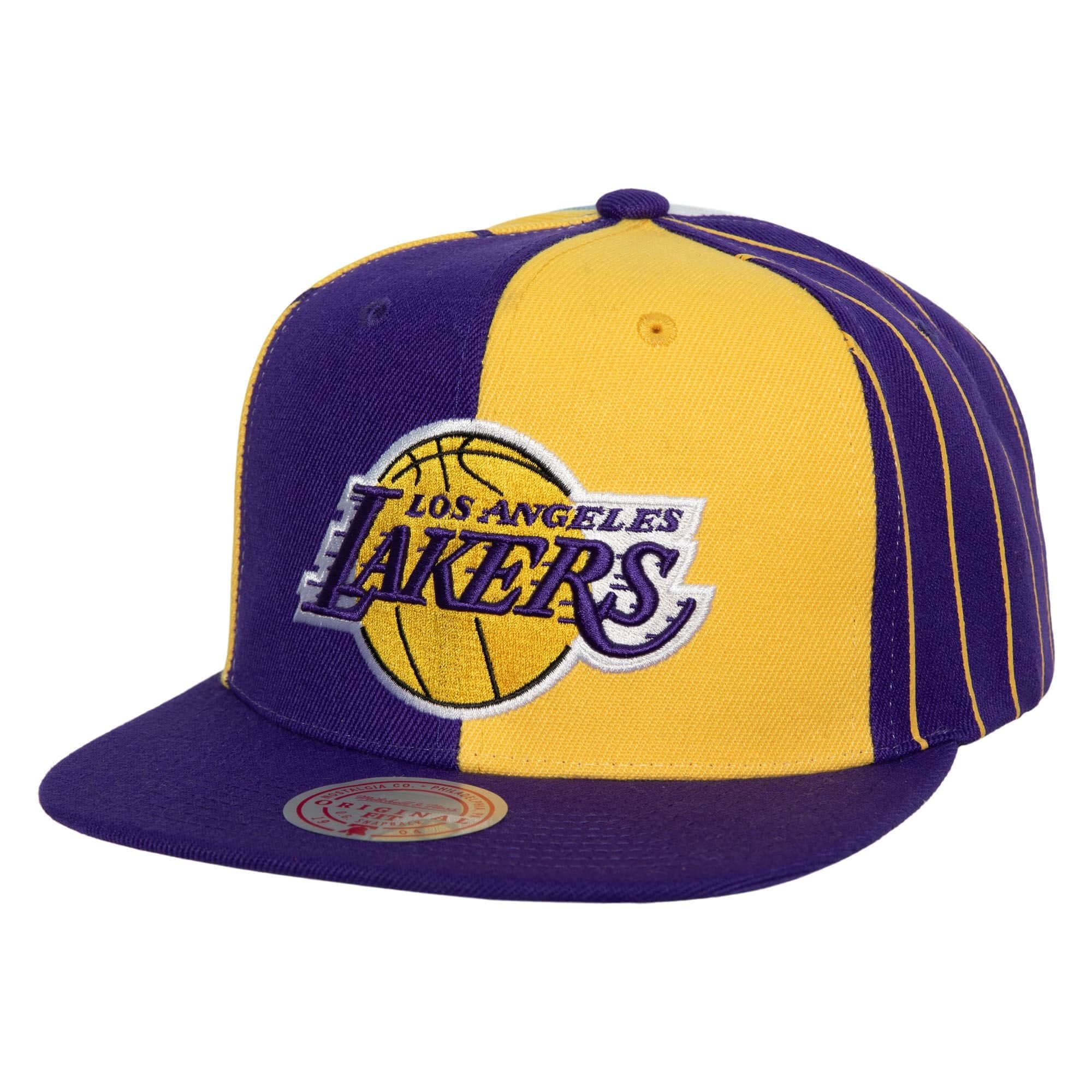 Бейсболка Mitchell & Ness What The Pinstripe Snapback Los Angeles Lakers Hat
