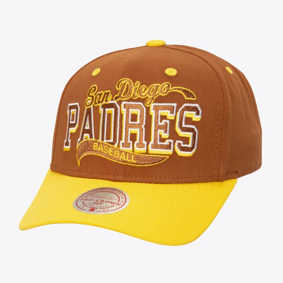 Бейсболка Mitchell & Ness Brown San Diego Padres Block Sweep Pro Adjustable Hat
