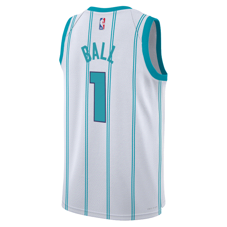 Баскетбольная джерси 2023-24 Charlotte Hornets LaMelo Ball #1 Youth Swingman Association Edition White Jersey