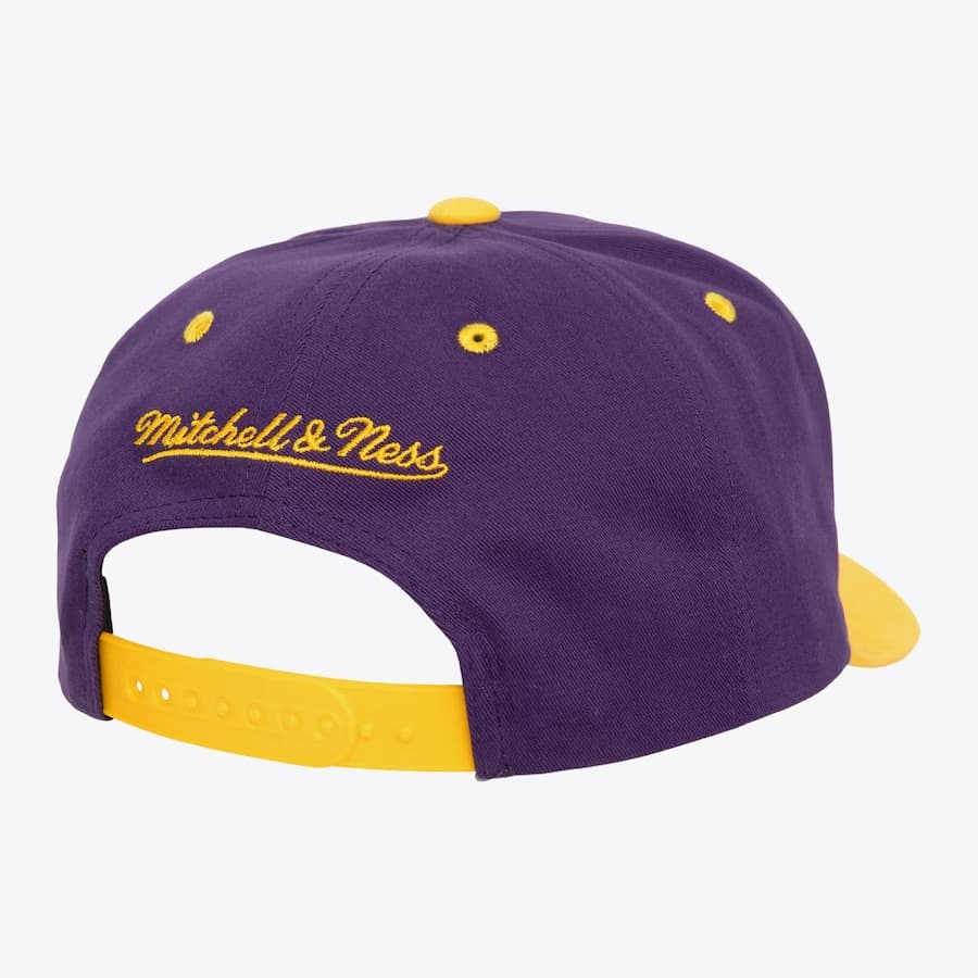 Бейсболка Mitchell & Ness Purple Los Angeles Lakers Script Arch Pro Pro Crown Snapback Hat