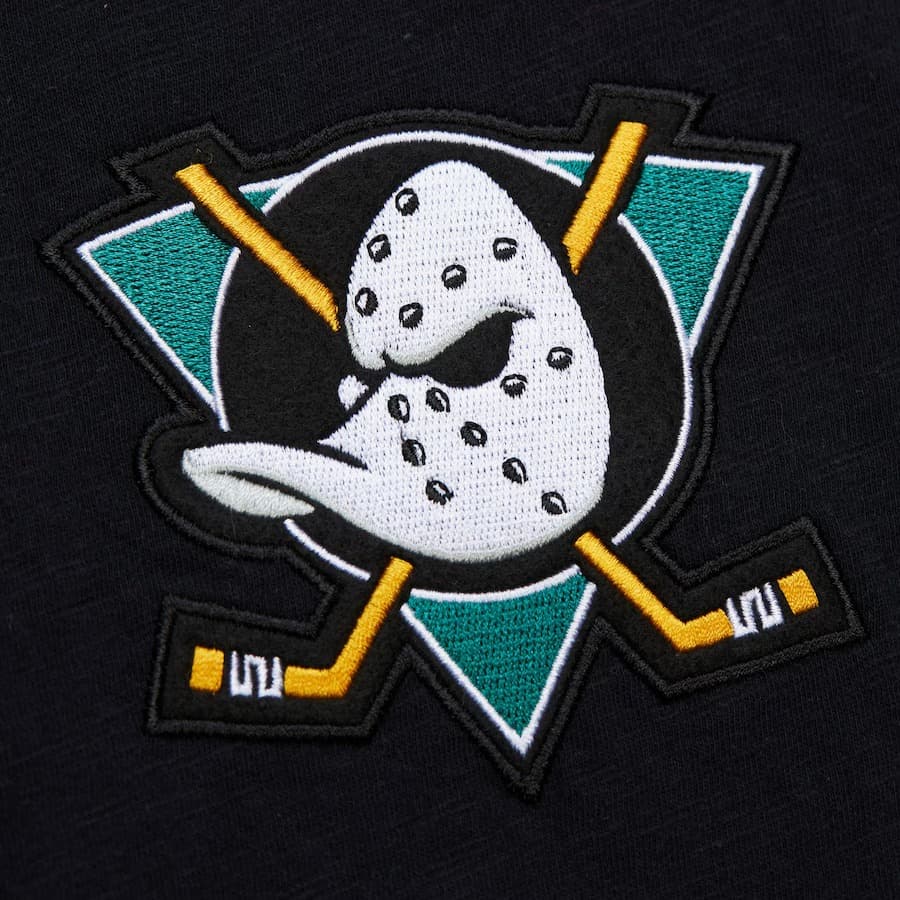 Лонгслив Mitchell & Ness Black Anaheim Ducks Vintage Logo Legendary Slub Long Sleeve T-Shirt