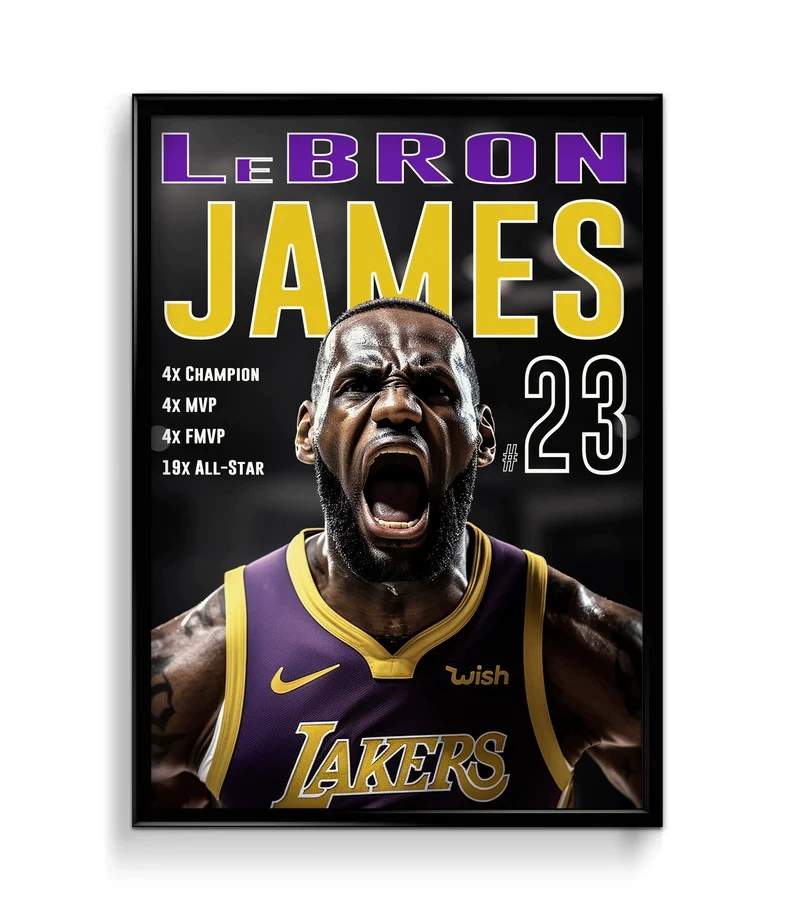 Декоративная картина LeBron James Basketball Poster – Unframed NBA Wall Art