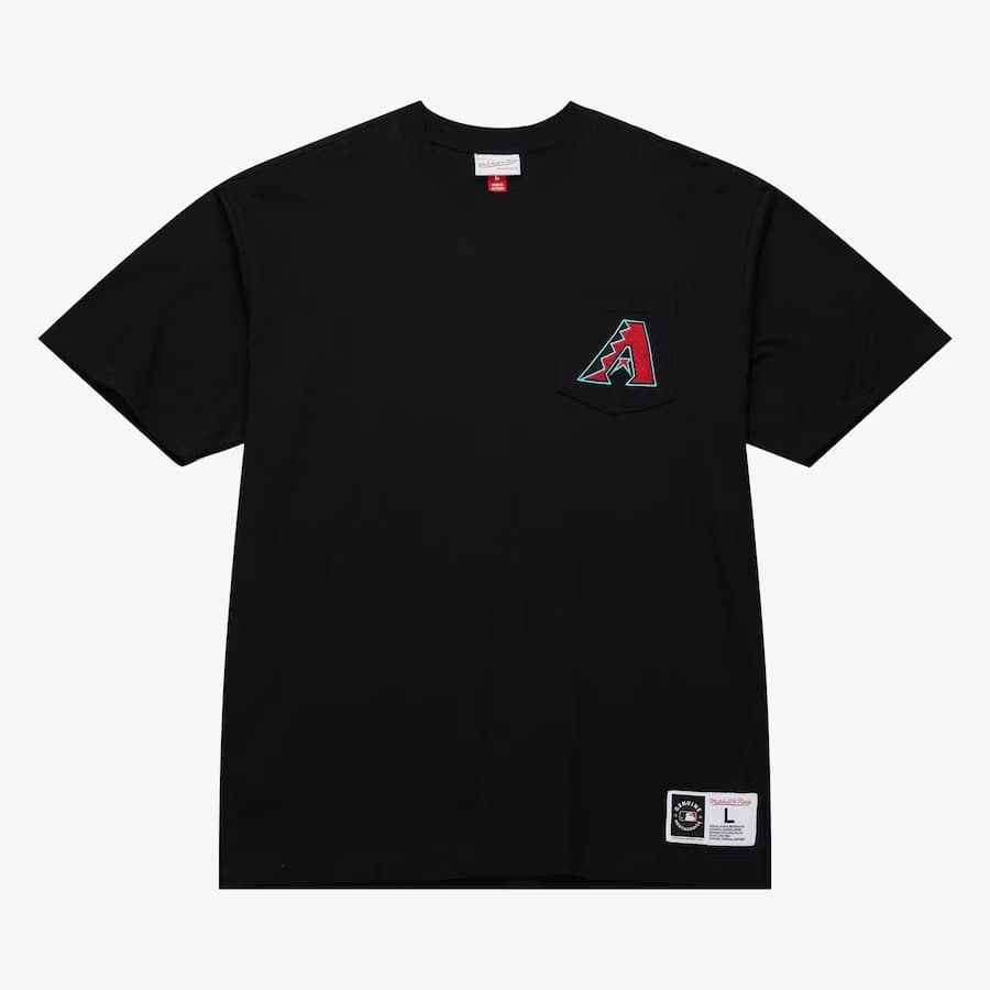Футболка Mitchell & Ness Black Arizona Diamondbacks Vintage Logo Double Hit Pocket T-Shirt