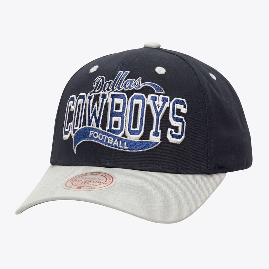 Бейсболка Mitchell & Ness Navy Dallas Cowboys Block Sweep Pro Adjustable Hat