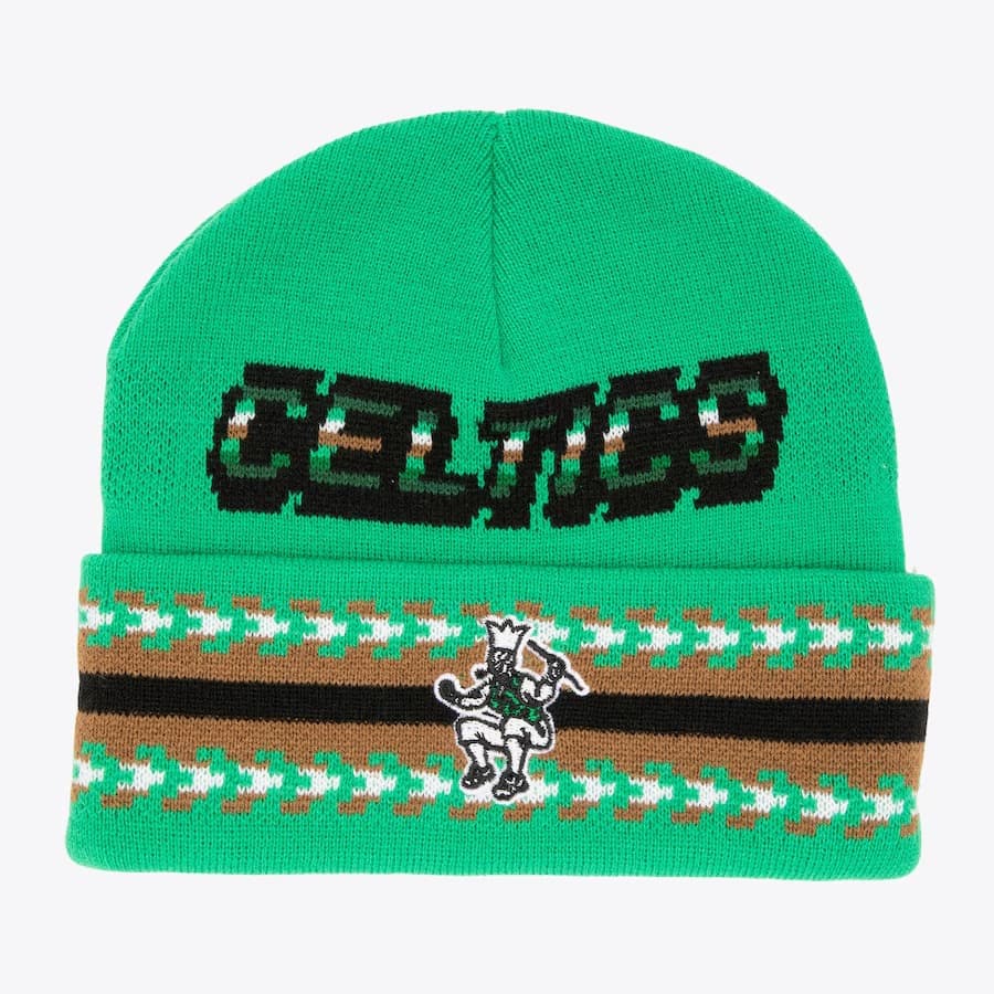 Шапка Mitchell & Ness Kelly Green Boston Celtics Hardwood Classics Game On Cuffed Knit Hat