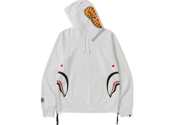 Худи BAPE Side Zip Shark Wide Pullover Hoodie White