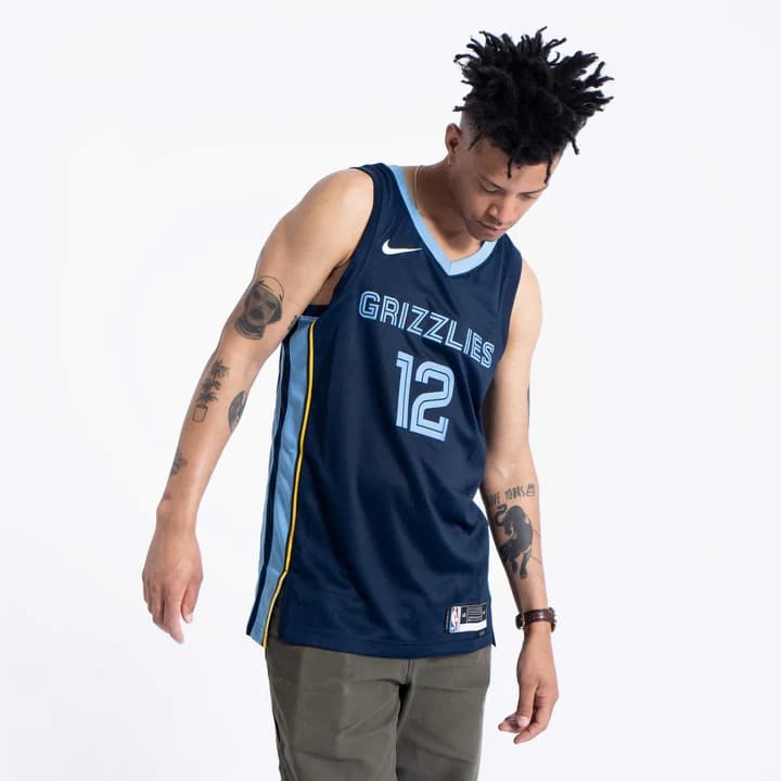 Баскетбольная джерси 2023-24 Memphis Grizzlies Ja Morant #12 Swingman Icon Edition Navy Jersey