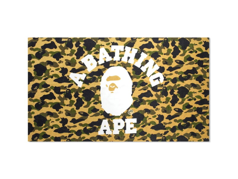 BAPE-1st-Camo-College-Logo-Beach-Towel-Yellow-1