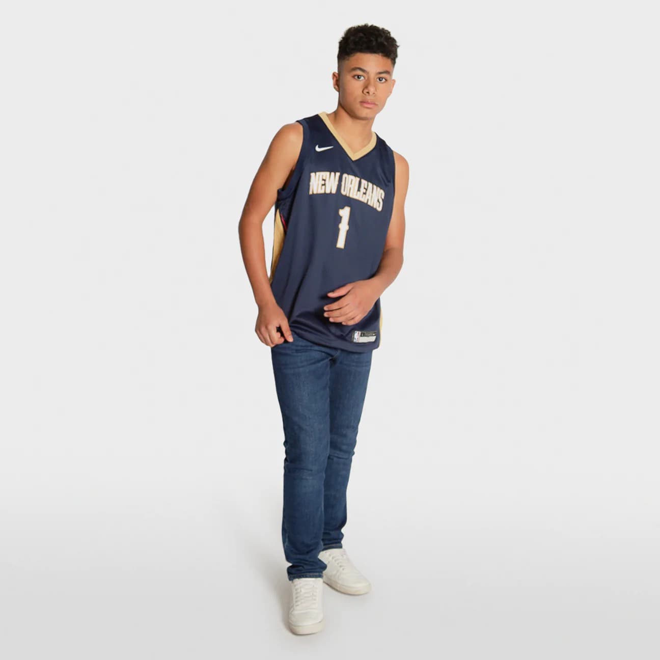 Баскетбольная джерси 2021-22 New Orleans Pelicans Zion Williamson #1 Youth Swingman Icon Edition Navy Jersey