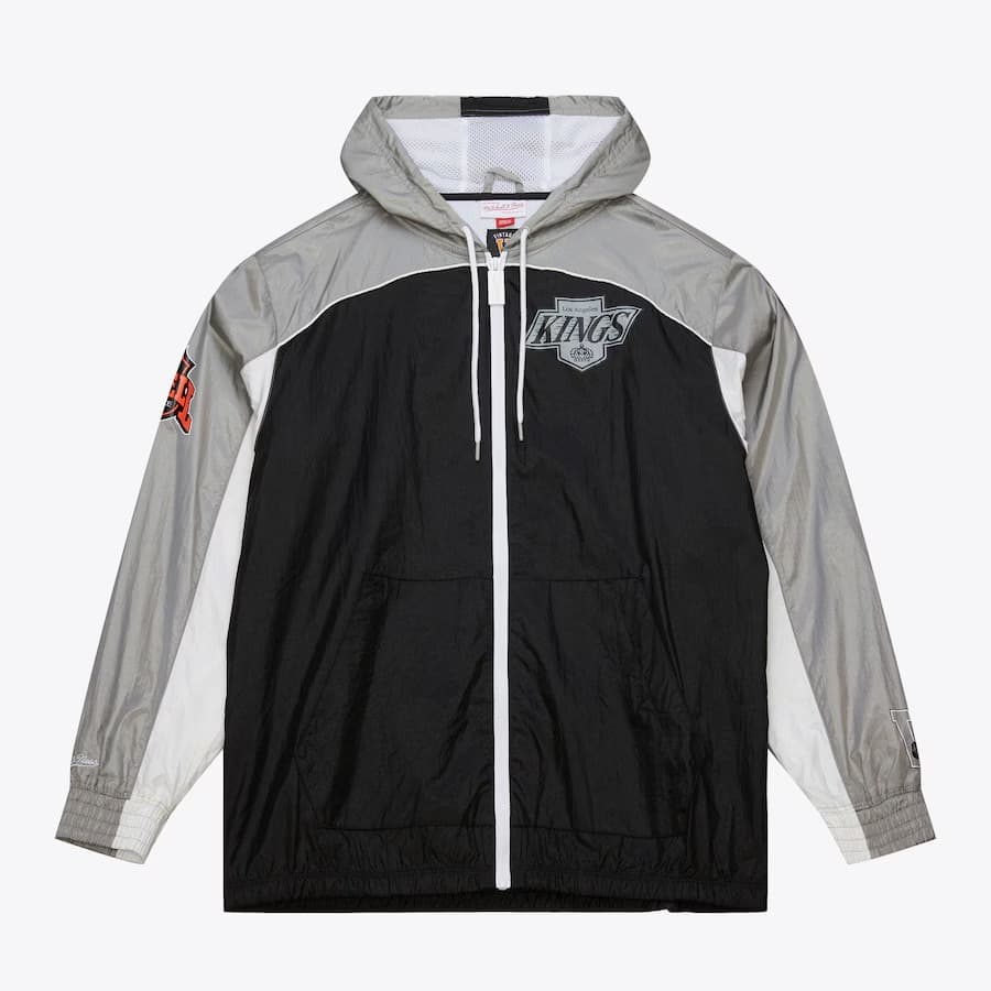Ветровка с капюшоном Mitchell & Ness Black Los Angeles Kings Vintage Logo Big Shot Premium Windbreaker Full-Zip Jacket