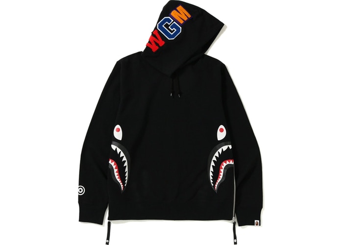 Худи BAPE Side Zip Shark Wide Pullover Hoodie Black