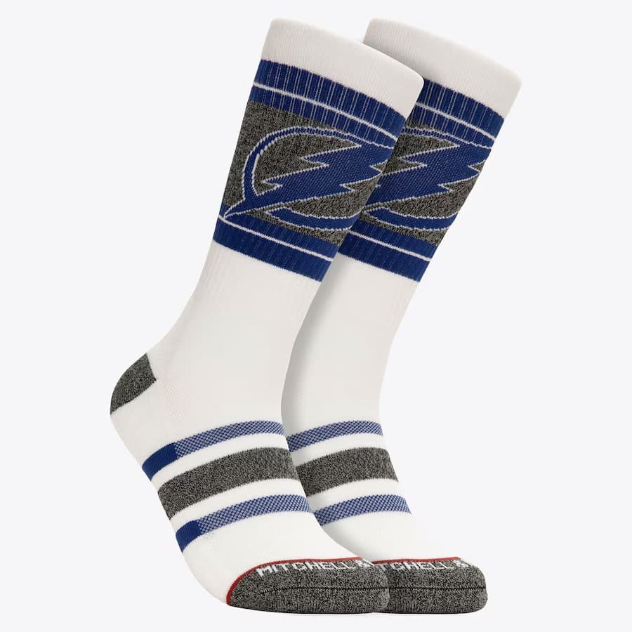 Спортивные носки Mitchell & Ness White Tampa Bay Lightning Power Play Crew Socks