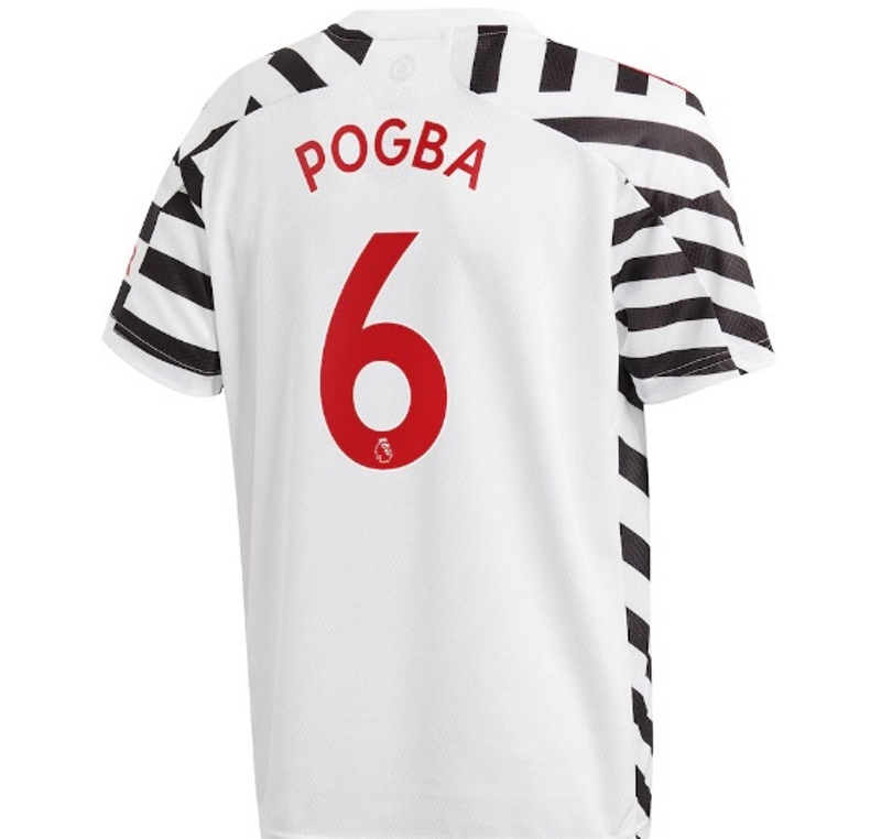 Футболка adidas Manchester United Third Shirt 2020-21 with Pogba 6 printing Jersey White/Black