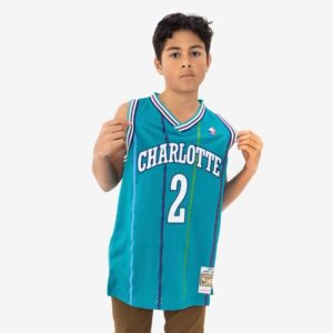 1992-93-Charlotte-Hornets-Larry-Johnson-2-Youth-Swingman-Hardwood-Classics-Teal-Jersey-1-300x300