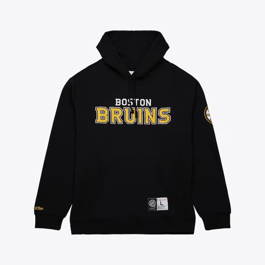 Худи Mitchell & Ness Black Boston Bruins Game Time Fleece Pullover Hoodie