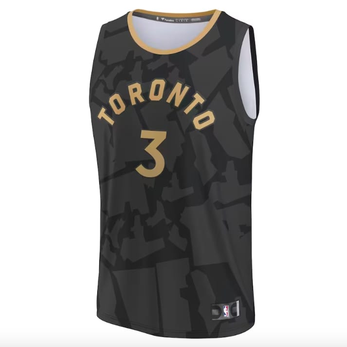 Баскетбольная джерси 2022-23 Toronto Raptors #3 OG Anunoby Fastbreak City Black Jersey
