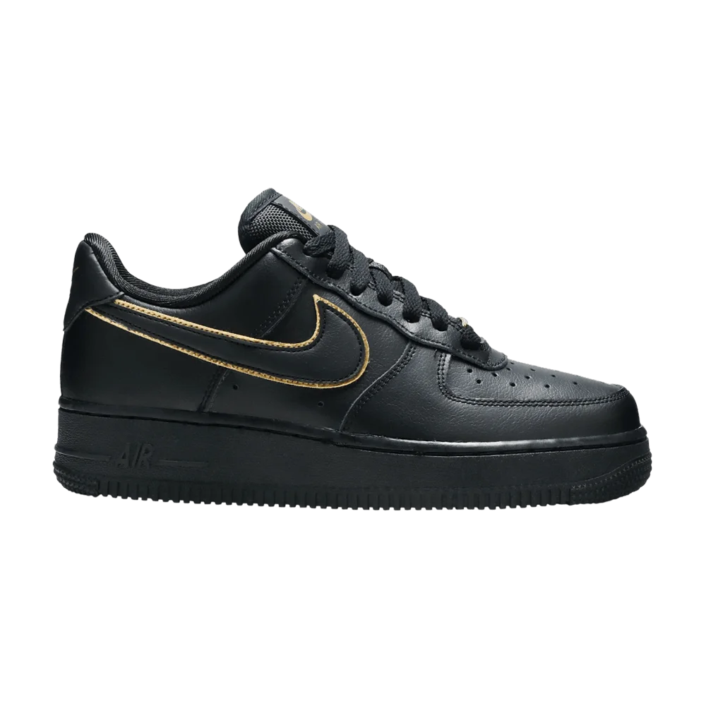 Krossovki-Nike-Wmns-Air-Force-1-Low-07-Essential-Black-Gold-Swoosh