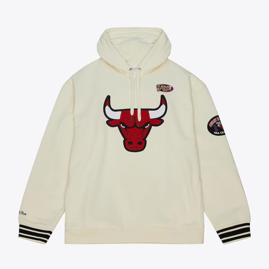 Худи Mitchell & Ness Cream Chicago Bulls Retro Chainstitch Heavyweight Pullover Hoodie