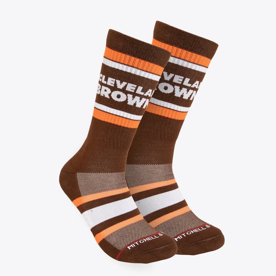 Спортивные носки Mitchell & Ness Brown Cleveland Browns Team Stripes Crew Socks