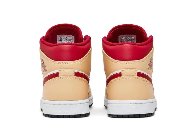 Кроссовки Air Jordan 1 Mid 'Light Curry Cardinal Red'