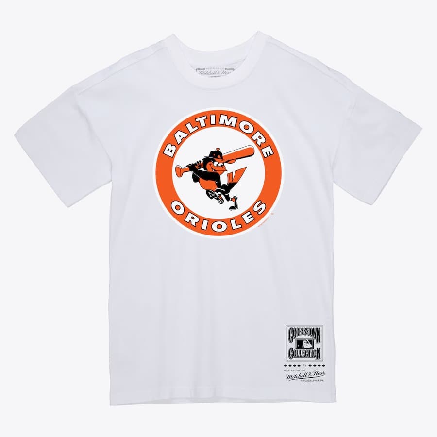 Футболка Mitchell & Ness White Orange Baltimore Orioles Basic Logo T-Shirt
