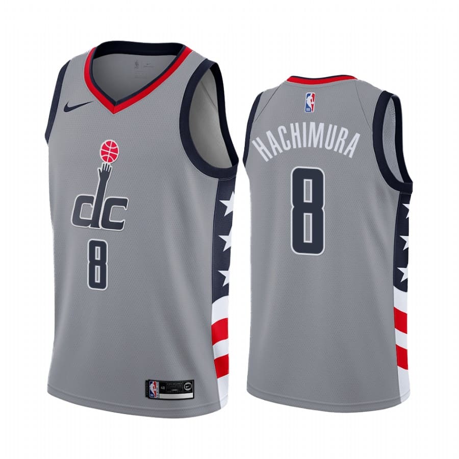 Баскетбольная джерси 2020-21 Washington Wizards #8 Rui Hachimura City Edition Gray Swingman Jersey