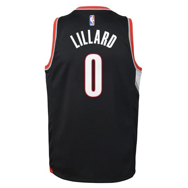 Баскетбольная джерси 2022-23 Portland Trail Blazers Damian Lillard #0 Youth Swingman Icon Edition Black Jersey