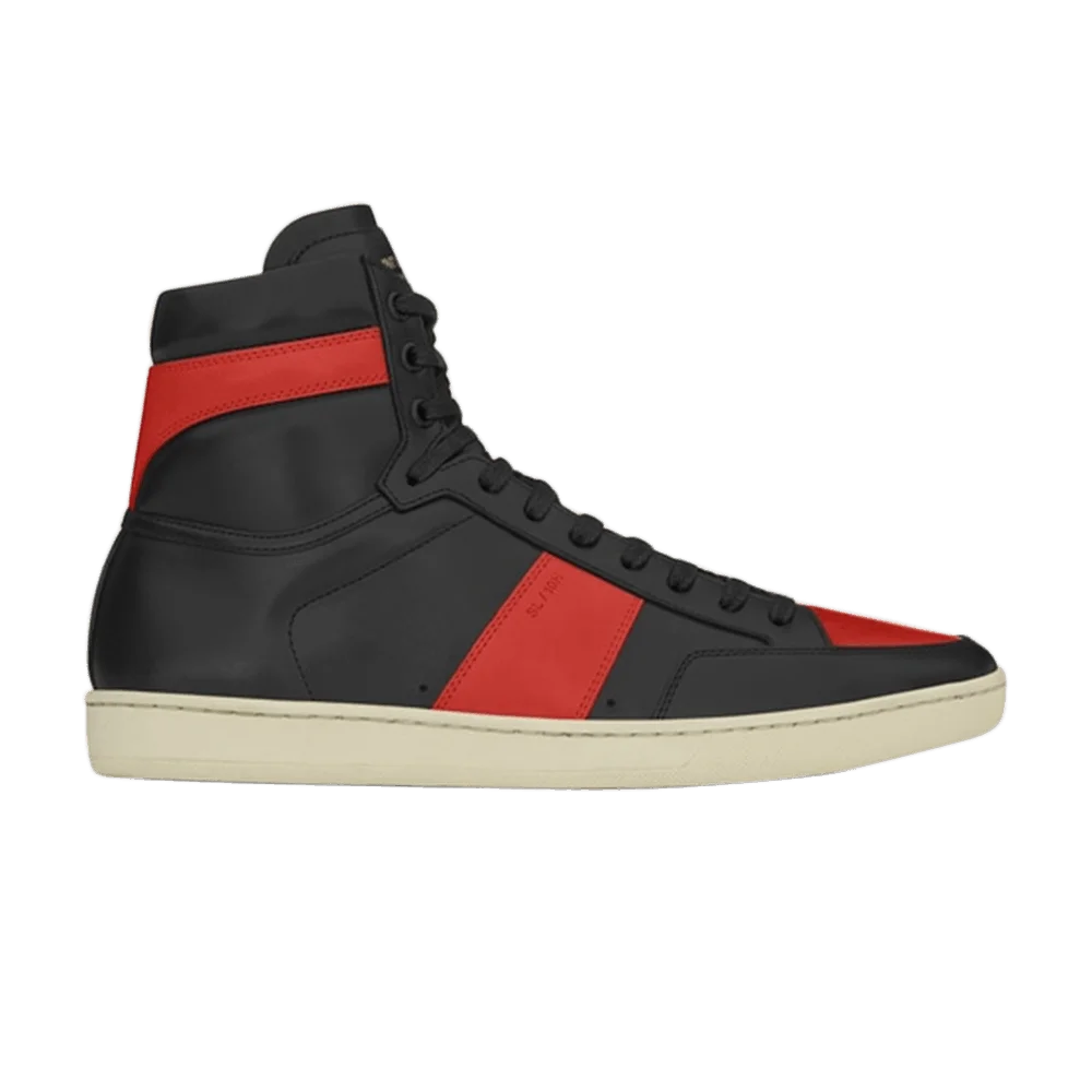 Krossovki-Saint-Laurent-Signature-Court-Classic-High-Top-Sneaker-Red