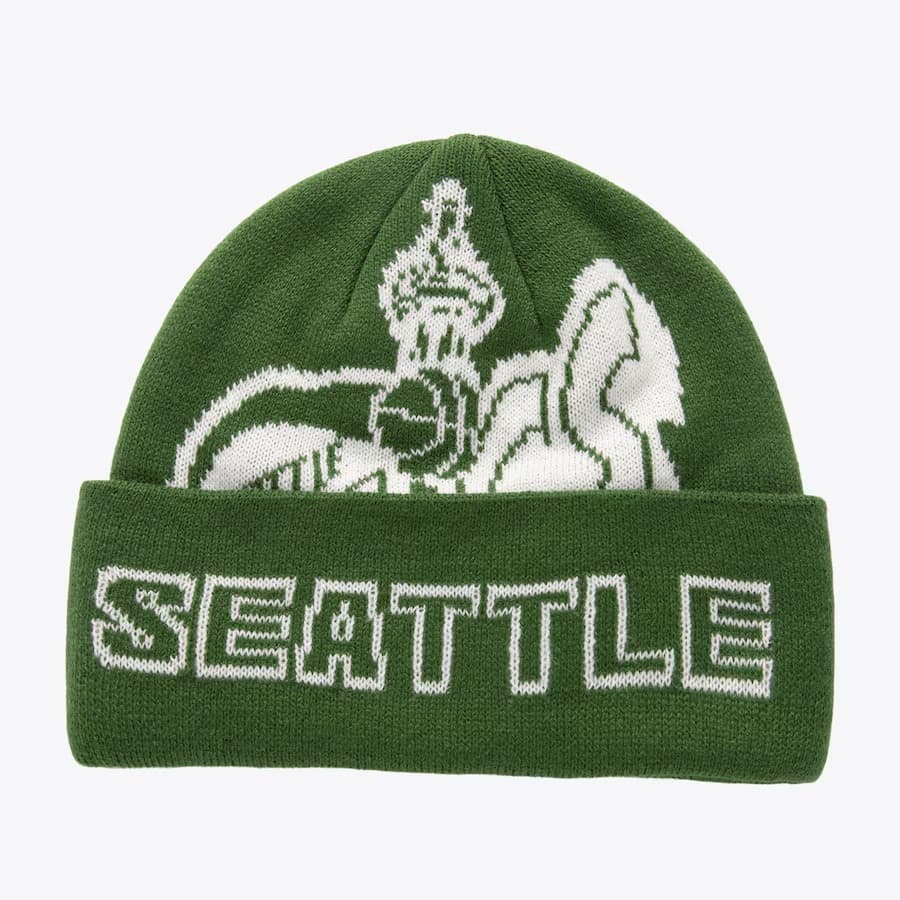 Шапка Mitchell & Ness Green Seattle SuperSonics Hardwood Classics K.O. Cuffed Knit Hat