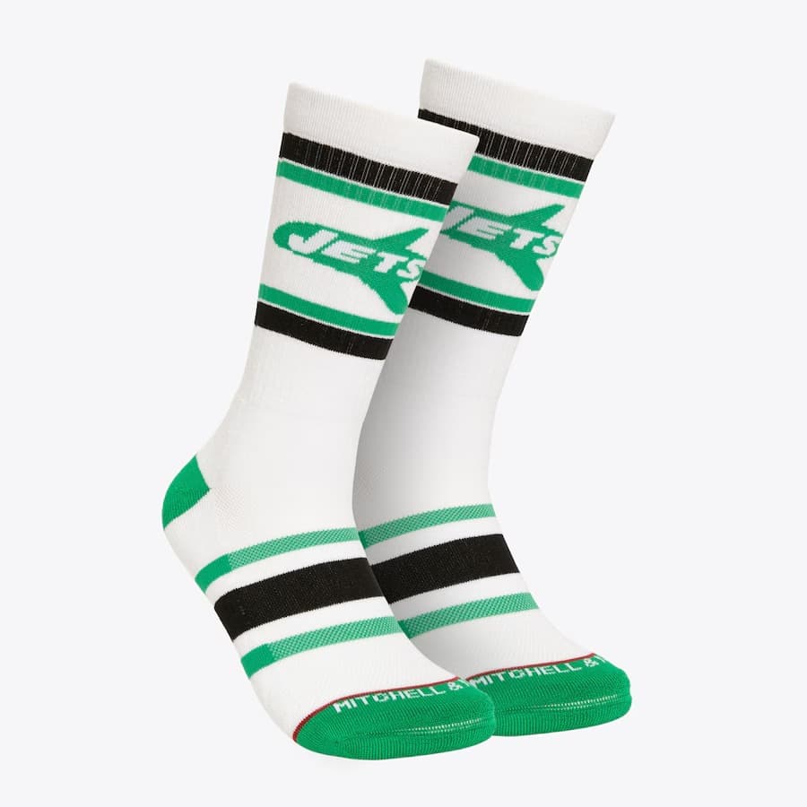 Спортивные носки Mitchell & Ness White New York Jets Team Stripes Crew Socks