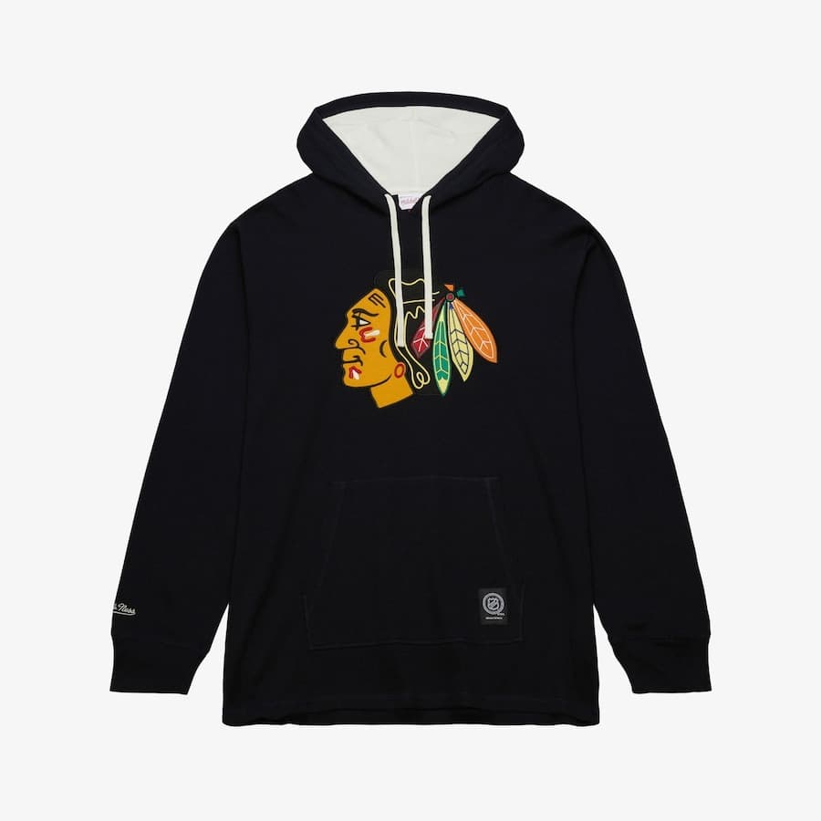 Худи Mitchell & Ness Black Chicago Blackhawks Thermal Lightweight Pullover Hoodie