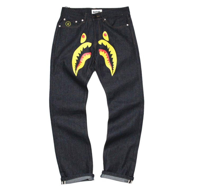 Спортивные штаны Джинсы AAPE с акулой