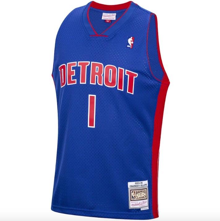 Баскетбольная джерси 2003-04 Detroit Pistons #1 Chauncey Billups Mitchell & Ness Royal Jersey