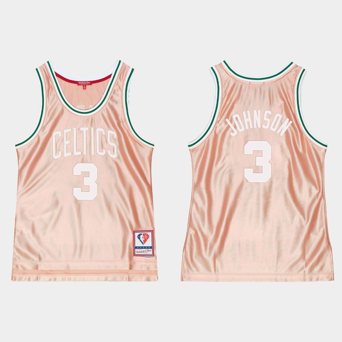 Баскетбольная джерси 1985-86 Boston Celtics #3 Dennis Johnson 75th Anniversary Rose Gold Jersey