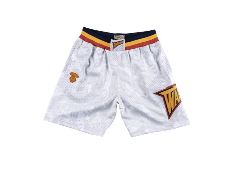 Спортивные шорты Aape x Mitchell & Ness Golden State Warriors Shorts White