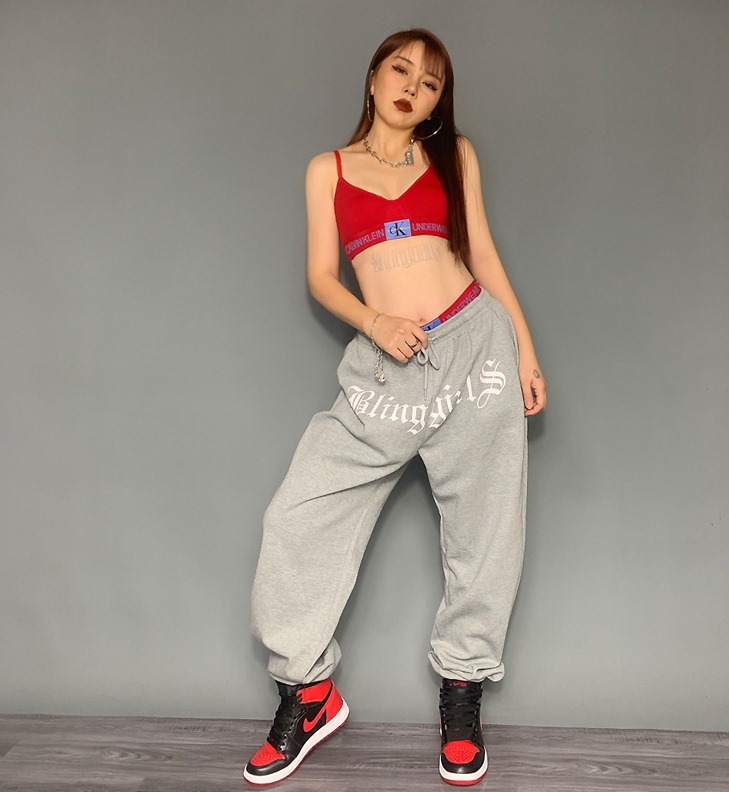 Спортивные брюки 2020 Blinggirls Hip-hop Style Sweatpants Grey/Black