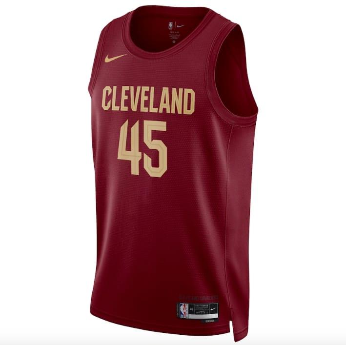 Баскетбольная джерси 2022-23 Cleveland Cavaliers #45 Donovan Mitchell Icon Burgundy Jersey