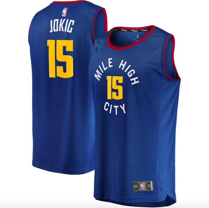 Баскетбольная джерси Denver Nuggets #15 Nikola Jokic Fast Break Statement Blue Jersey