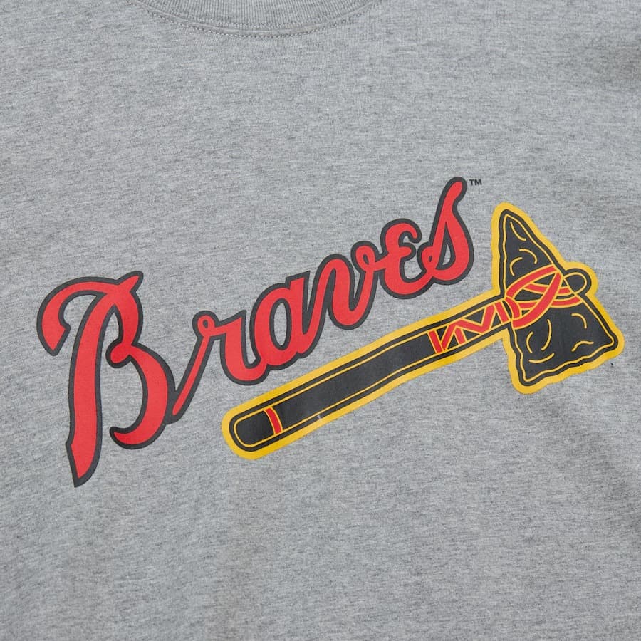 Футболка Mitchell & Ness Hank Aaron Gray Milwaukee Braves Player Crewneck T-Shirt