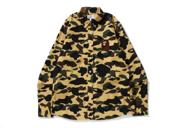 Рубашка BAPE 1st Camo Large Ape Head Bd Shirt Shirt Yellow