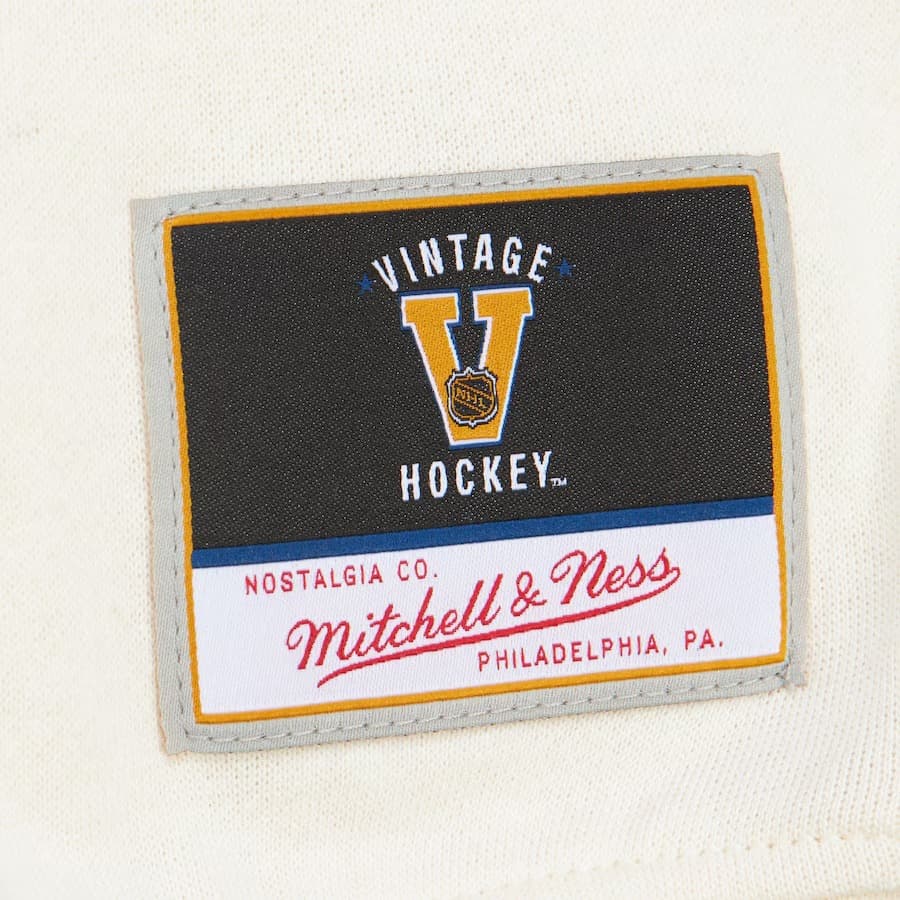 Лонгслив Mitchell & Ness Women's Cream Anaheim Ducks Logo Lightweight 3.0 Fleece Pullover Sweatshirt