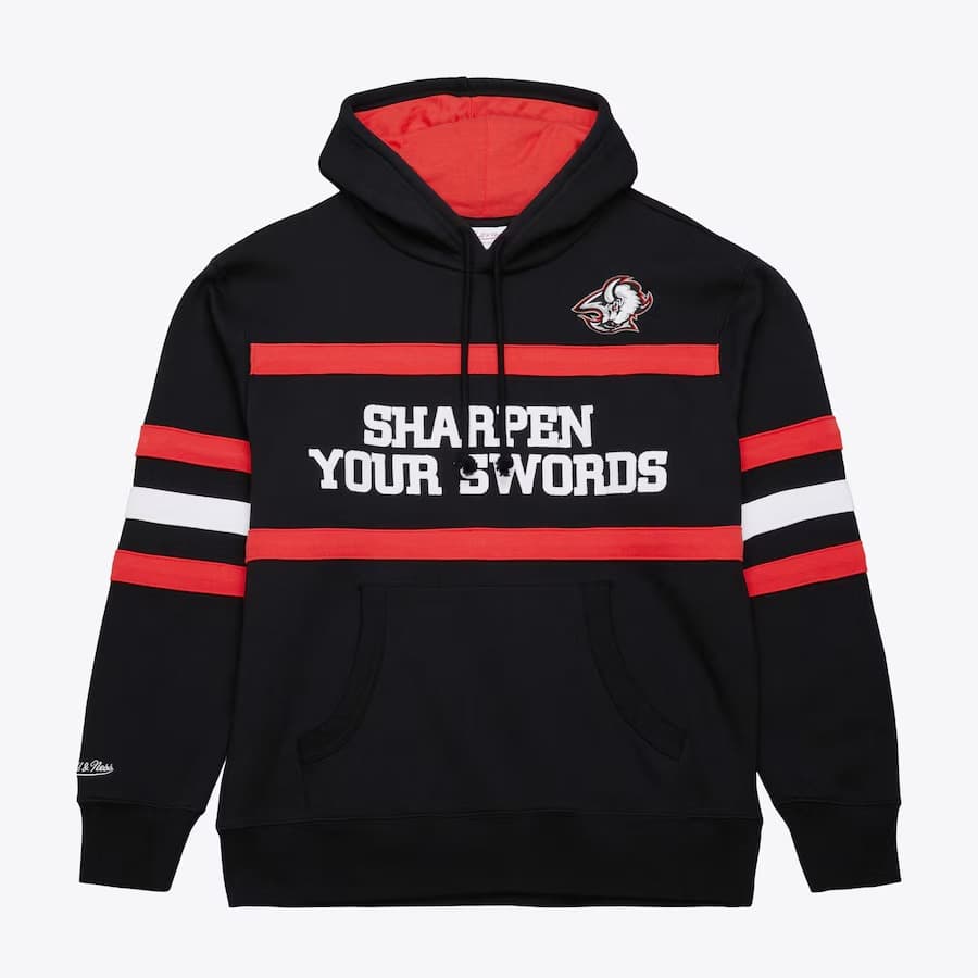 Худи Mitchell & Ness Black Buffalo Sabres Head Coach Fleece Pullover Hoodie