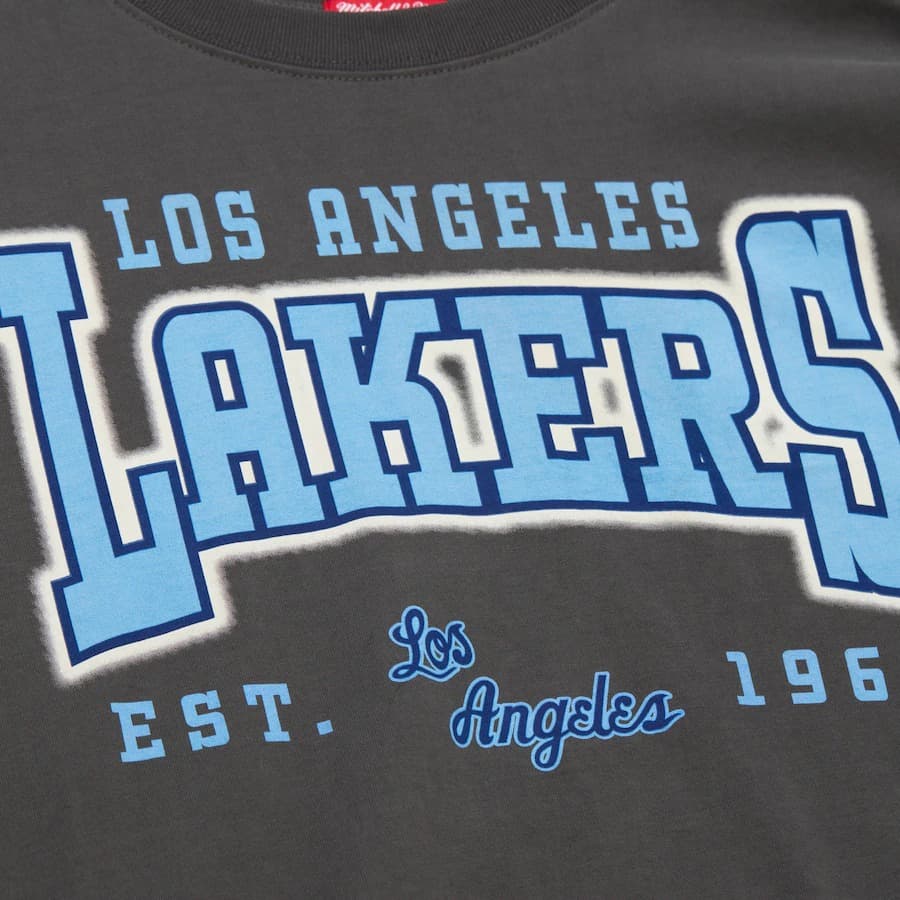 Футболка Mitchell & Ness Women's Gray Los Angeles Lakers Logo Boyfriend T-Shirt
