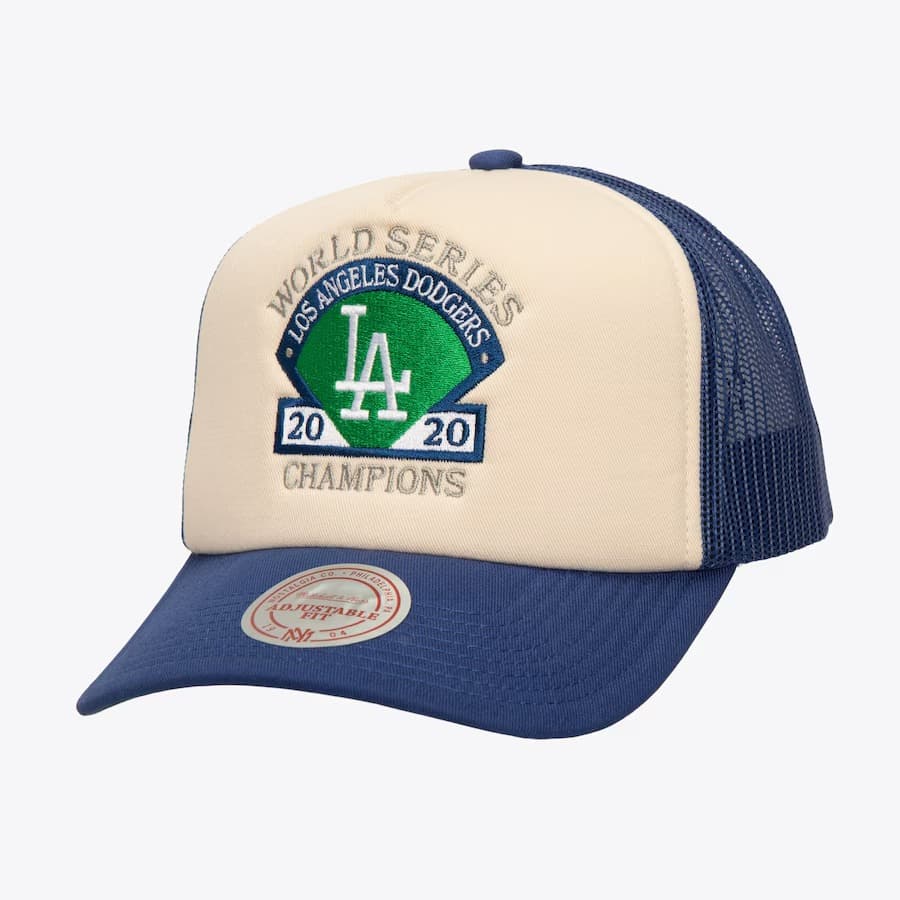 Бейсболка Mitchell & Ness White Los Angeles Dodgers Bases Loaded Trucker Snapback Hat
