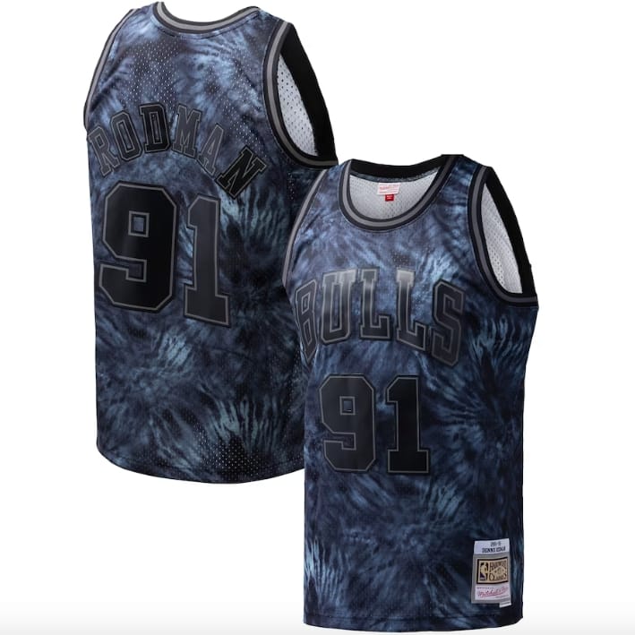 Баскетбольная джерси 1995-96 Chicago Bulls #91 Dennis Rodman Mitchell & Ness Tie-Dye Black Jersey