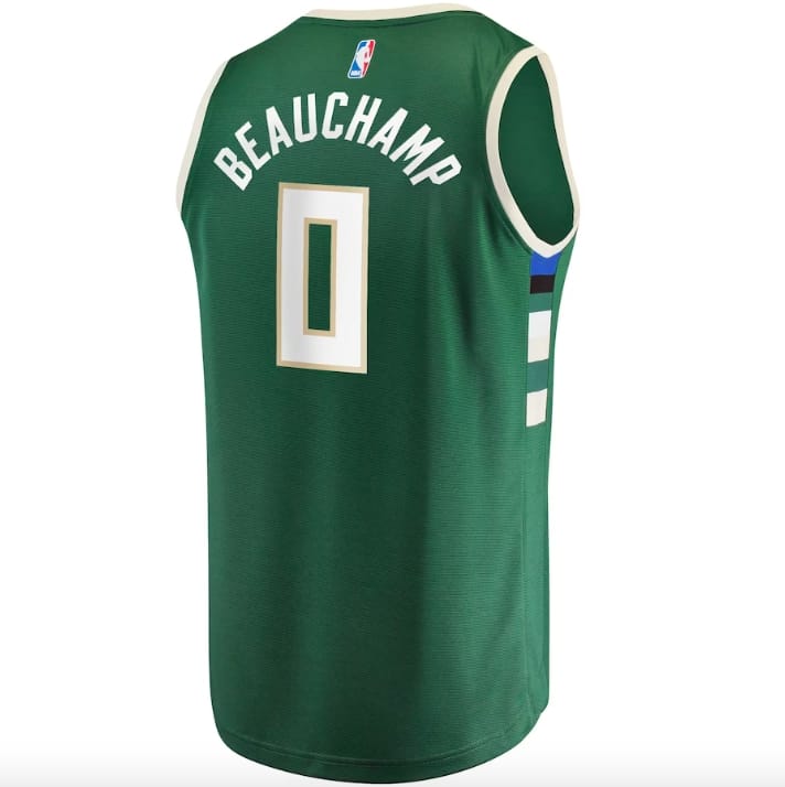 Баскетбольная джерси 2022 NBA Draft First Round Pick Milwaukee Bucks #0 MarJon Beauchamp Icon Green Jersey