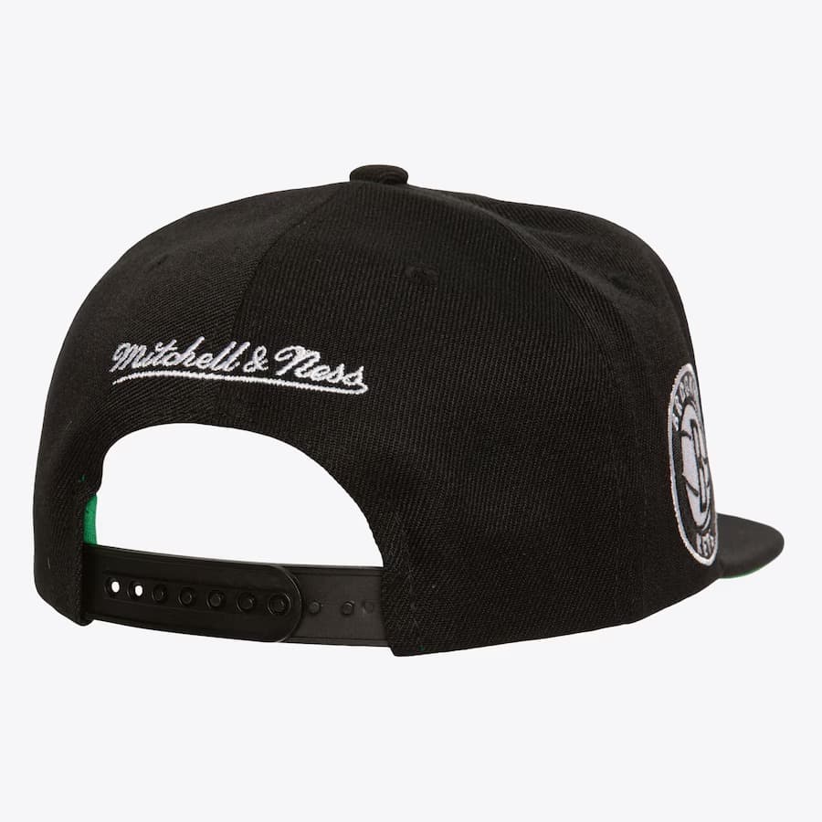 Бейсболка Mitchell & Ness Black Brooklyn Nets Triple Play Snapback Hat