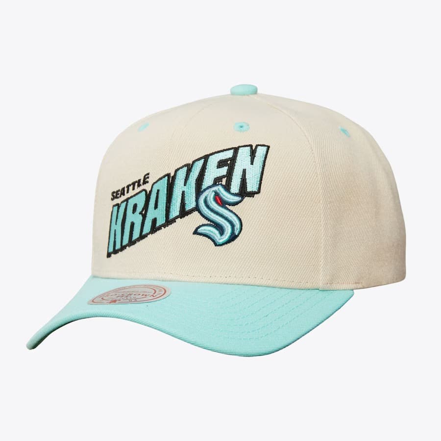 Бейсболка Mitchell & Ness Cream Seattle Kraken Retro Type Pro Snapback Hat