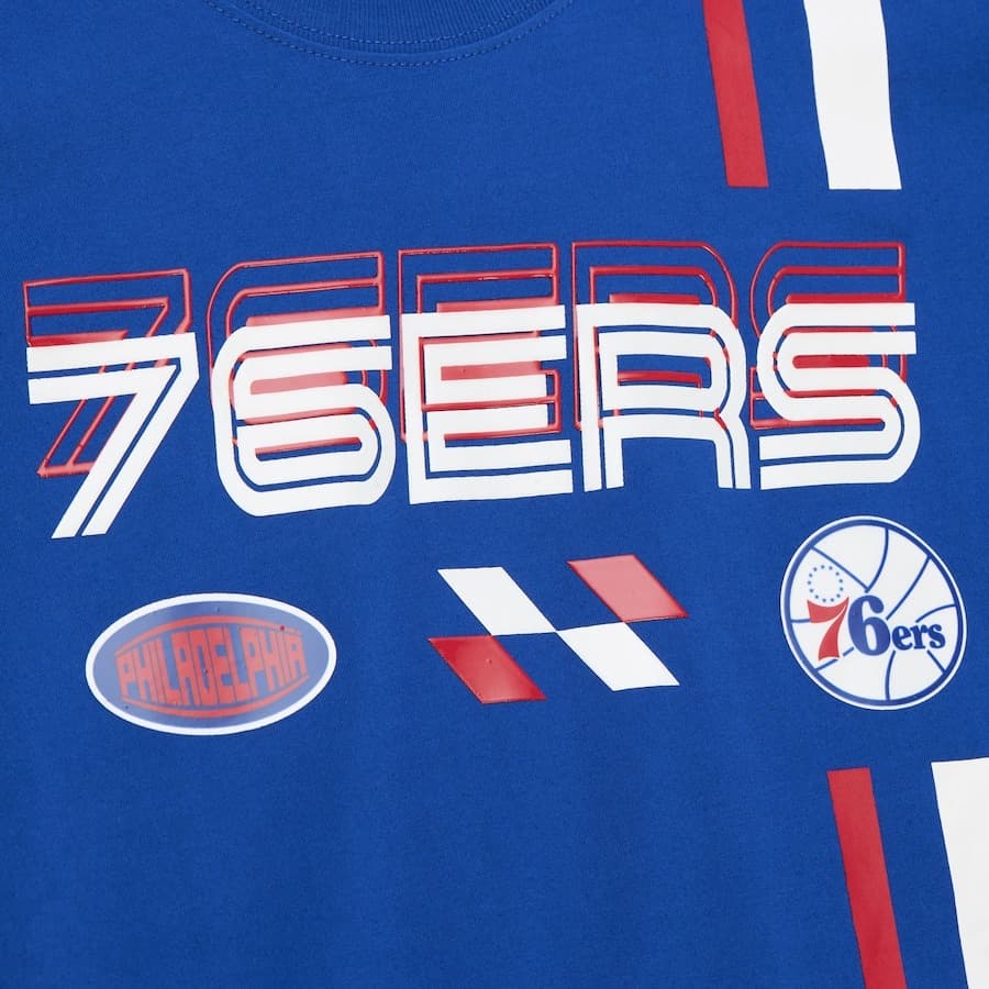 Футболка Mitchell & Ness Royal Philadelphia 76ers Speedway Blurred T-Shirt